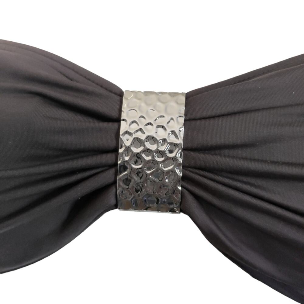 MICHAEL KORS chocolate brown bandeau halter swim resort wear bikini top Size M - Picture 4 of 8